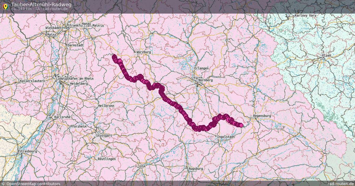 Tauber-Altmühl-Radweg (TA) – Fernradroute auf Rad-Routen.de