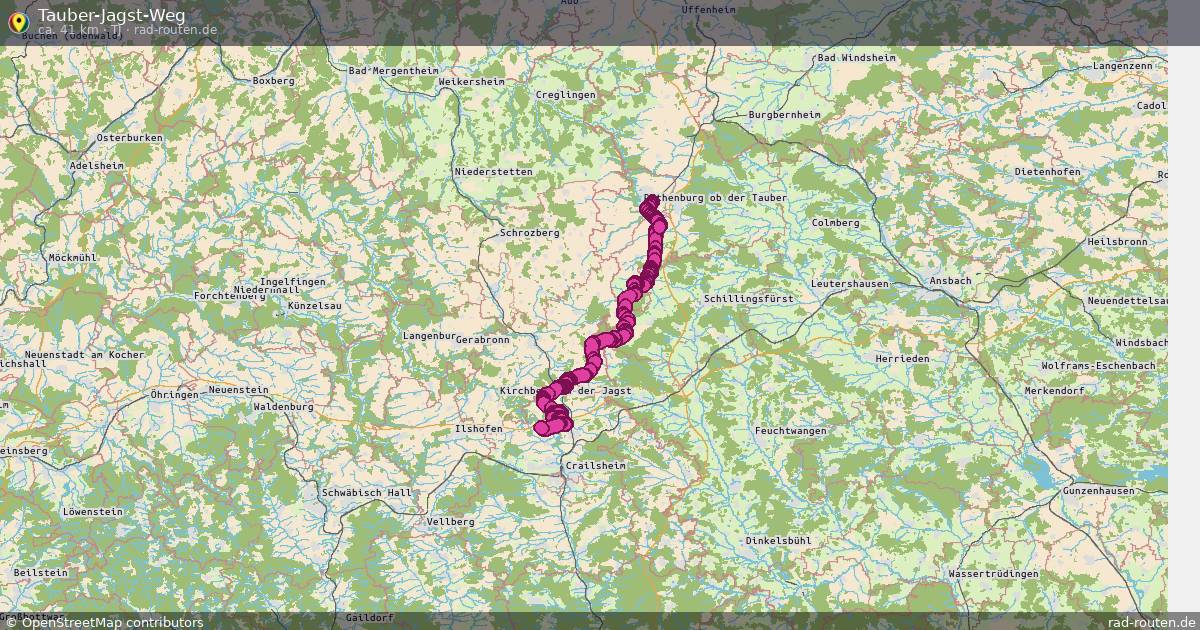 Tauber-Jagst-Weg (TJ) – Fernradroute auf Rad-Routen.de