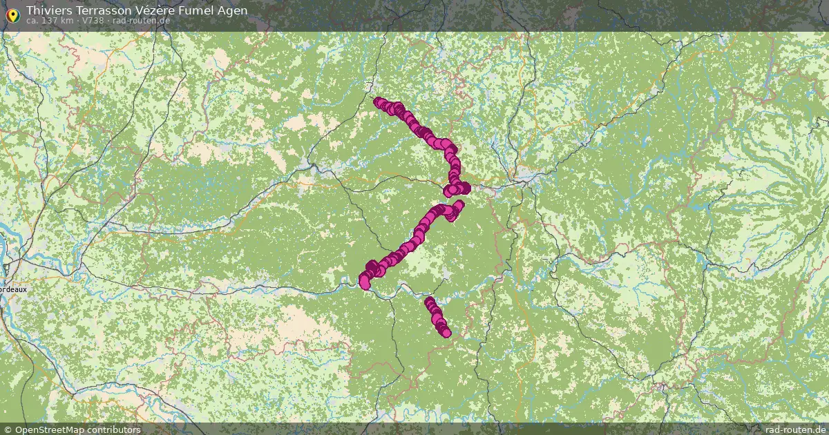 Thiviers Terrasson Vézère Fumel Agen (V738) – Fernradroute auf Rad-Routen.de