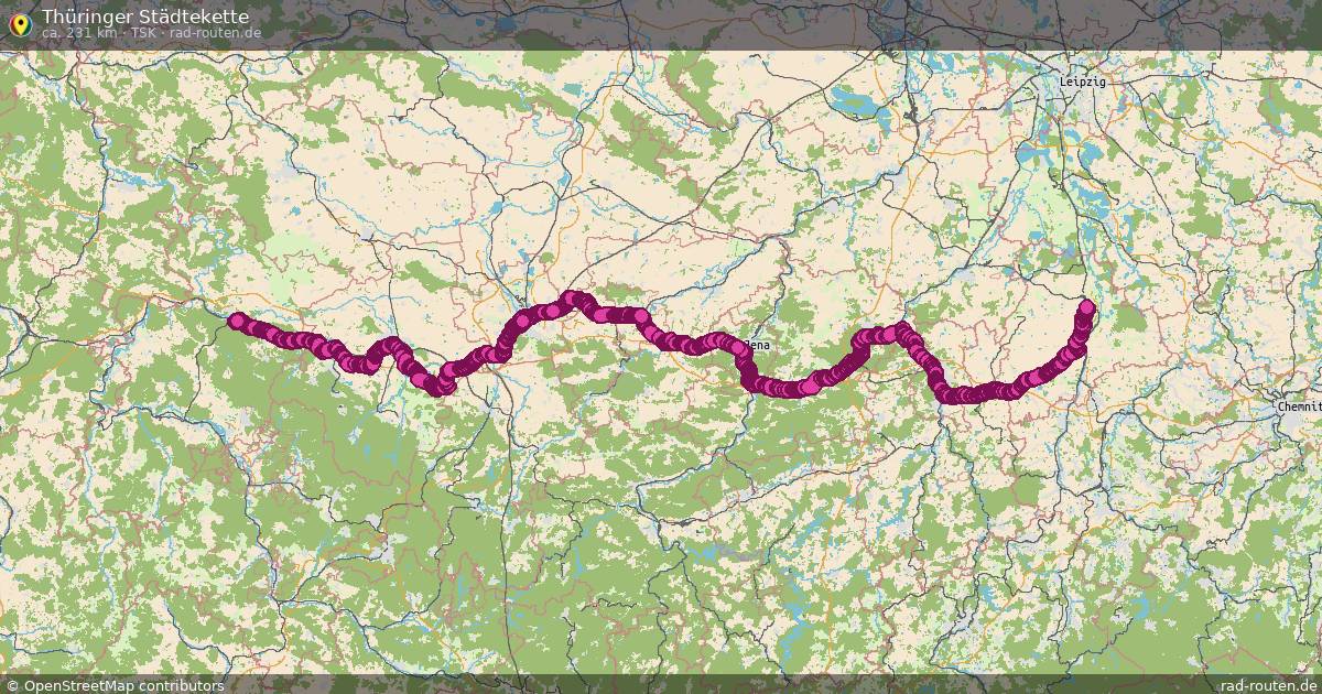 Thüringer Städtekette (TSK) – Fernradroute auf Rad-Routen.de