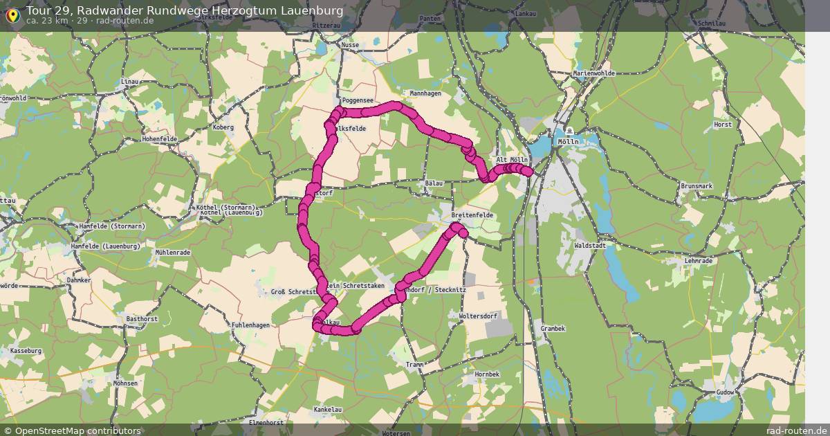 Tour 29, Radwander Rundwege Herzogtum Lauenburg (29) – Fernradroute auf Rad-Routen.de