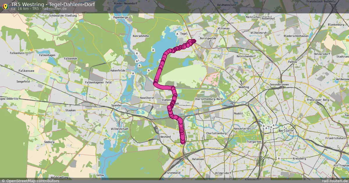 TR5 Westring - Tegel-Dahlem-Dorf (TR5) – Fernradroute auf Rad-Routen.de