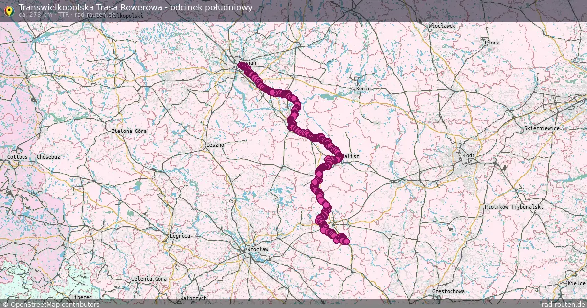 Transwielkopolska Trasa Rowerowa - odcinek południowy (TTR) – Fernradroute auf Rad-Routen.de