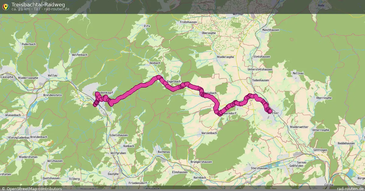 Treisbachtal-Radweg (TBT) – Fernradroute auf Rad-Routen.de
