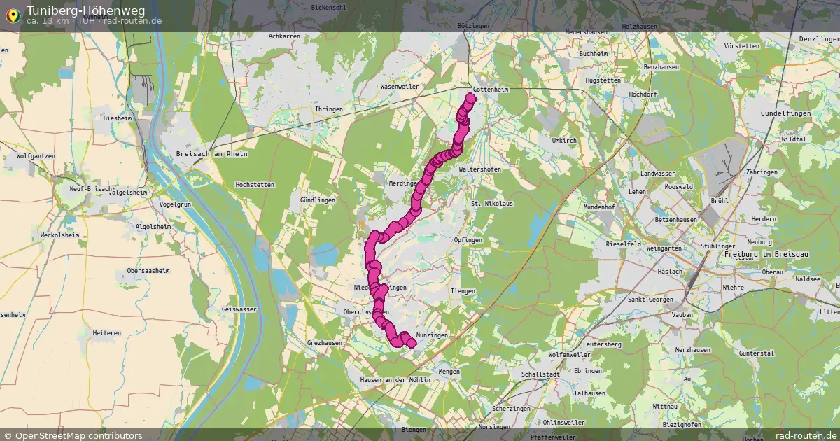 Tuniberg-Höhenweg (TUH) – Fernradroute auf Rad-Routen.de