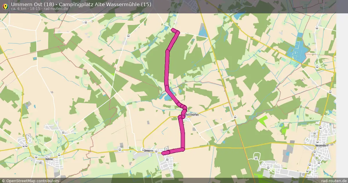 Ummern Ost (18) - Campingplatz Alte Wassermühle (15) (18-15) – Fernradroute auf Rad-Routen.de