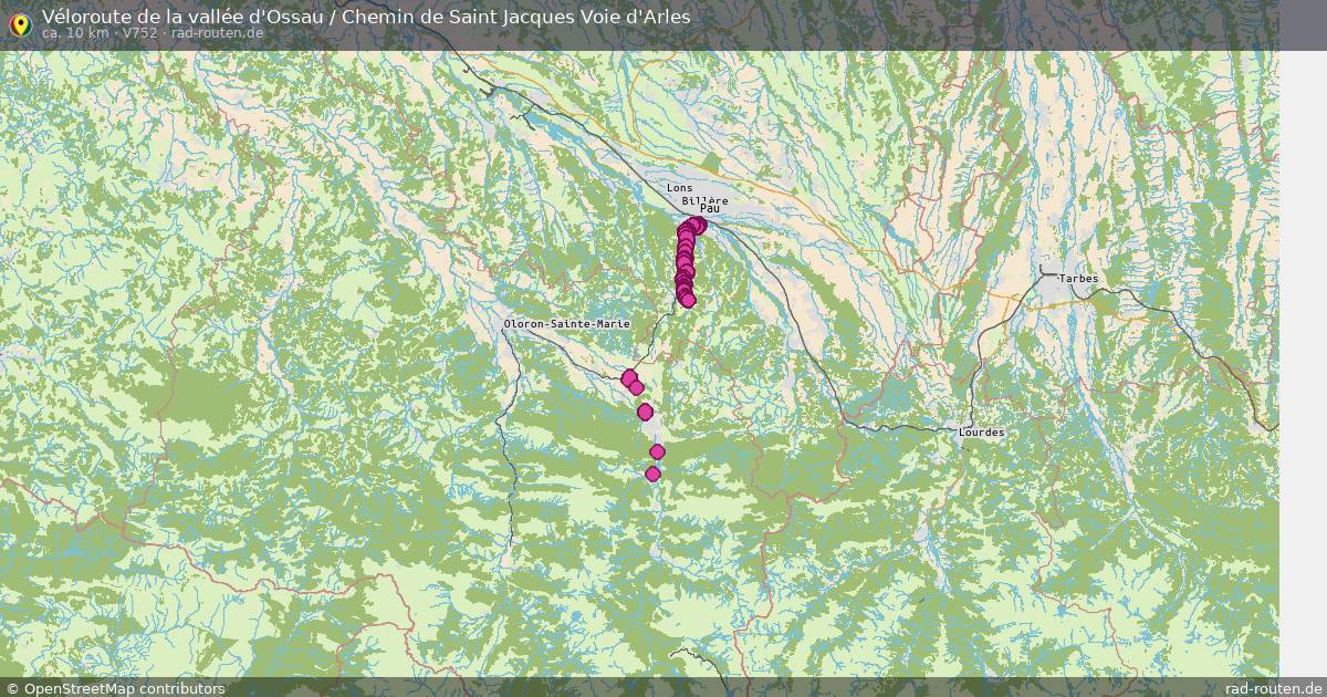 Véloroute de la vallée d'Ossau / Chemin de Saint Jacques Voie d'Arles (V752) – Fernradroute auf Rad-Routen.de