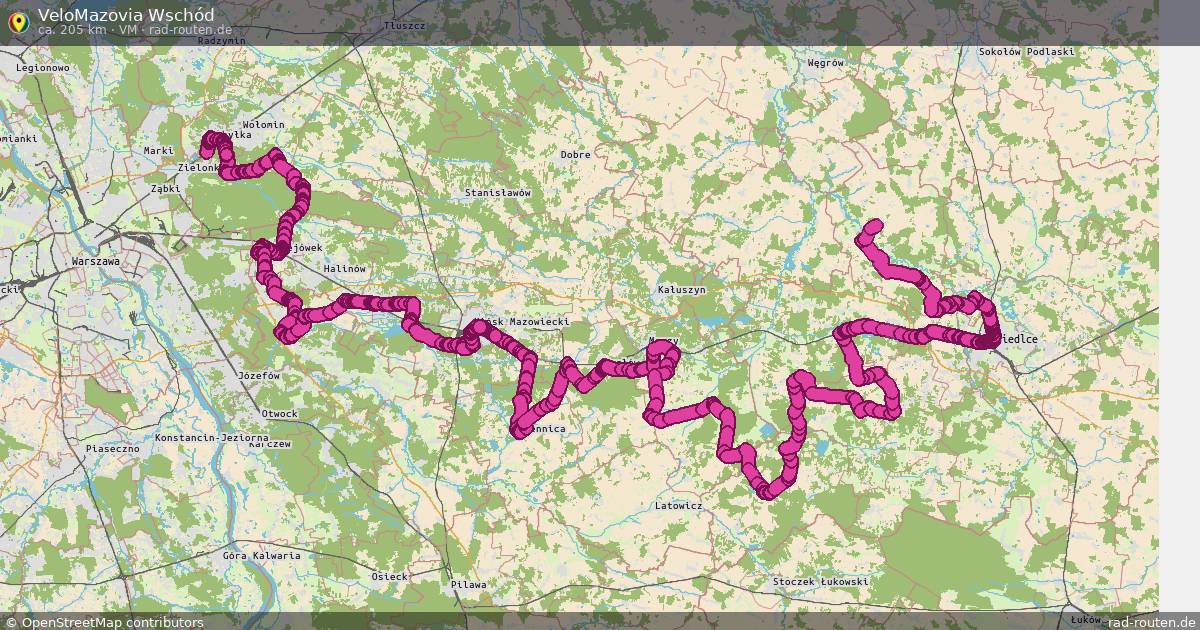 VeloMazovia Wschód (VM) – Fernradroute auf Rad-Routen.de