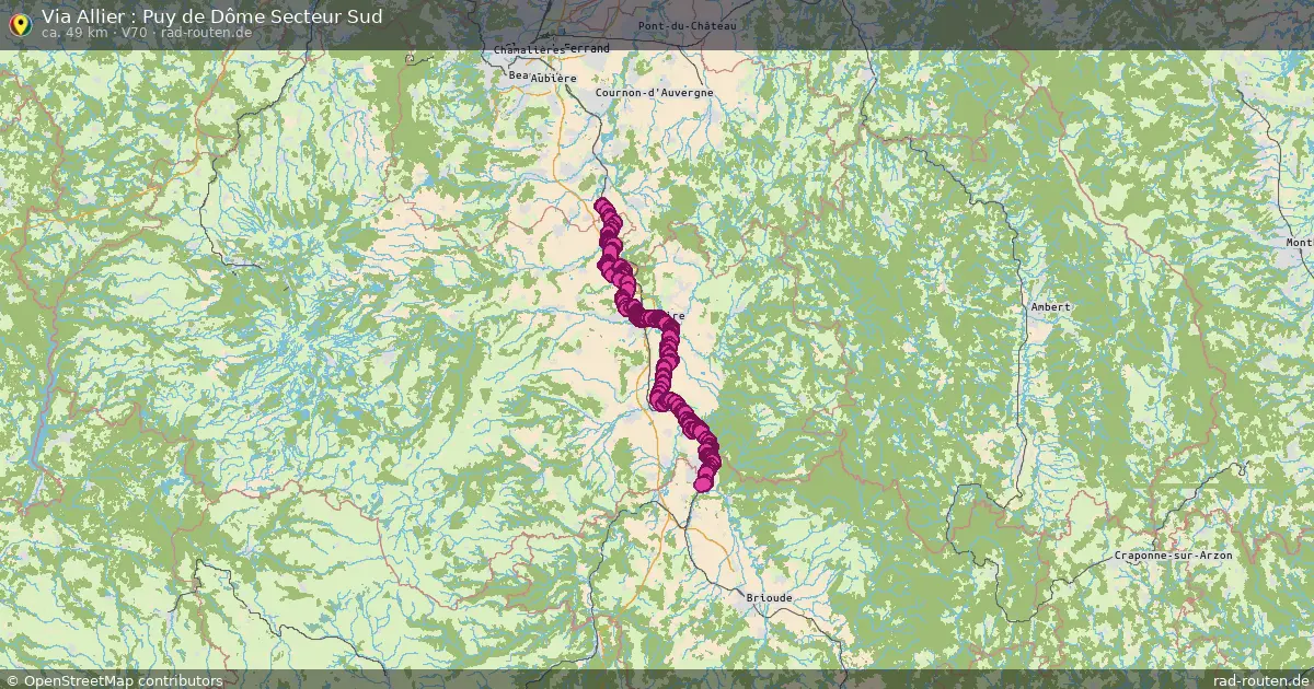 Via Allier : Puy de Dôme Secteur Sud (V70) – Fernradroute auf Rad-Routen.de