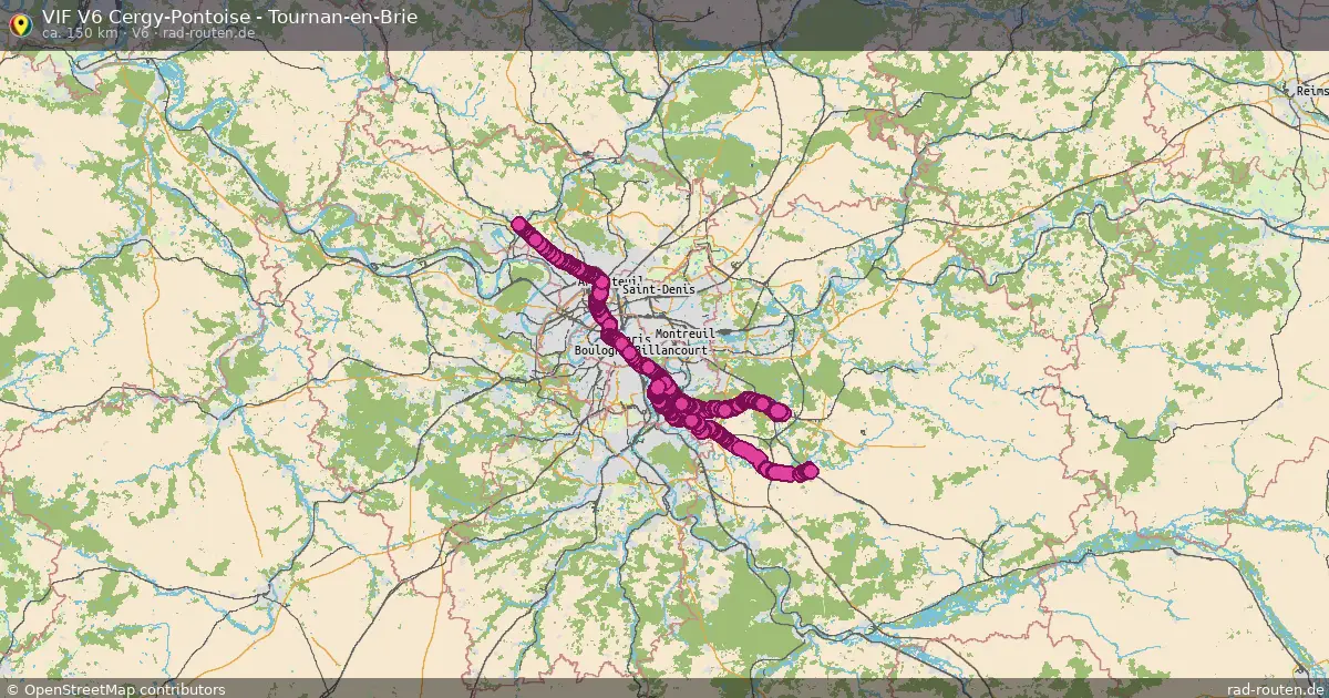 VIF V6 Cergy-Pontoise - Tournan-en-Brie (V6) – Fernradroute auf Rad-Routen.de