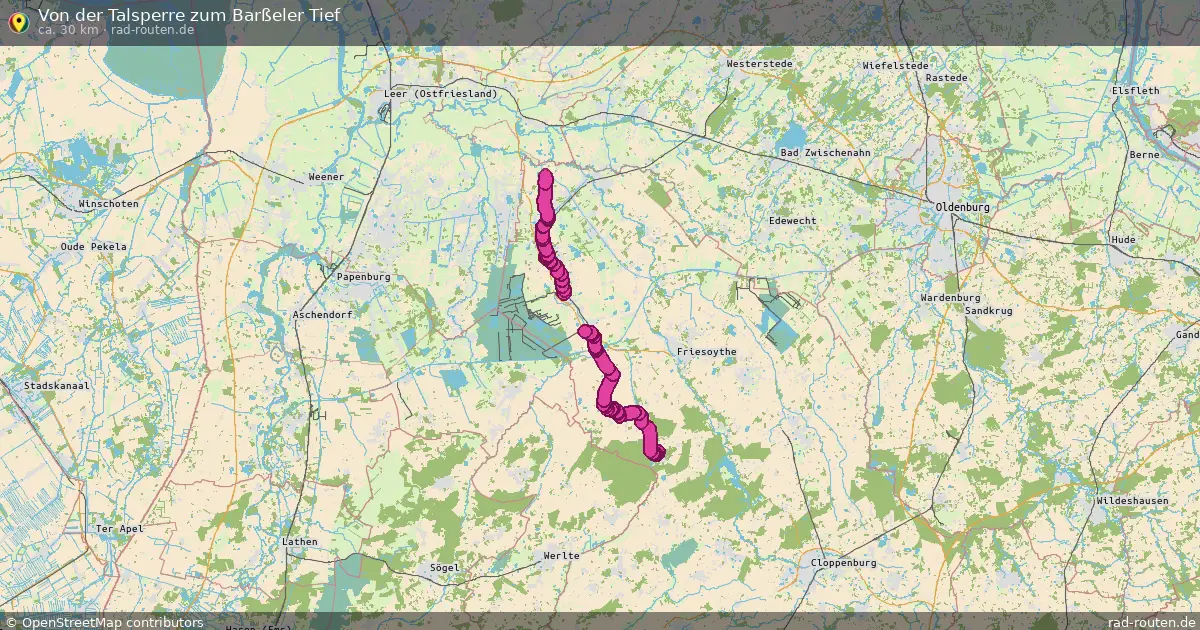 Von der Talsperre zum Barßeler Tief – Fernradroute auf Rad-Routen.de