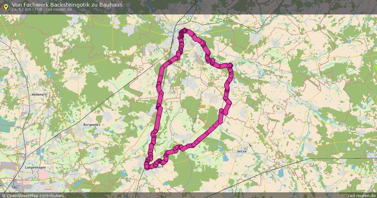 Von Fachwerk Backsteingotik zu Bauhaus (FBB) – Fernradroute auf Rad-Routen.de