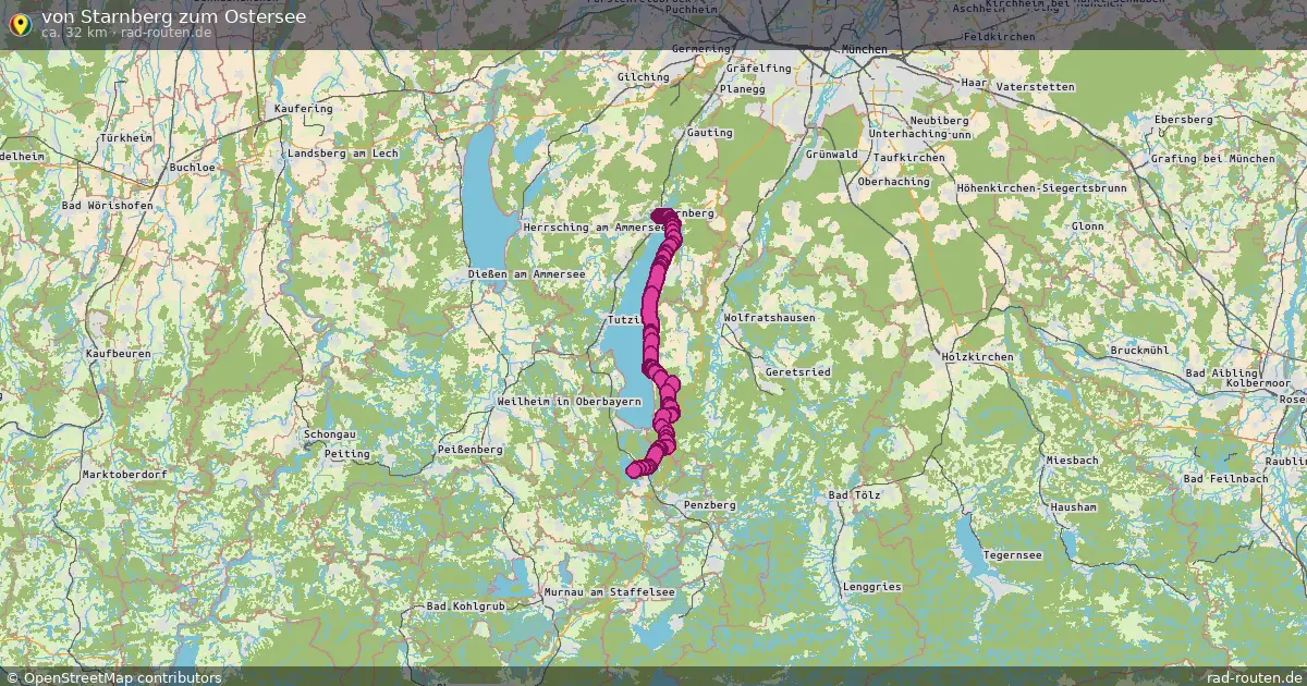 von Starnberg zum Ostersee – Fernradroute auf Rad-Routen.de