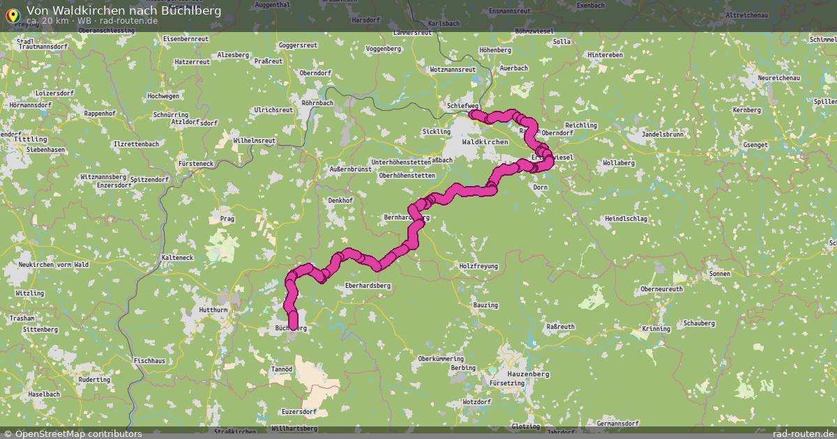 Von Waldkirchen nach Büchlberg (WB) – Fernradroute auf Rad-Routen.de