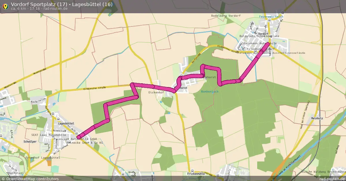 Vordorf Sportplatz (17) - Lagesbüttel (16) (17-16) – Fernradroute auf Rad-Routen.de