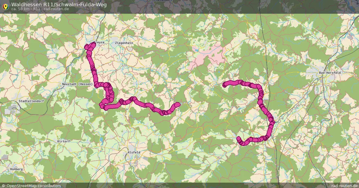 Waldhessen R11/Schwalm-Fulda-Weg (R11) – Fernradroute auf Rad-Routen.de
