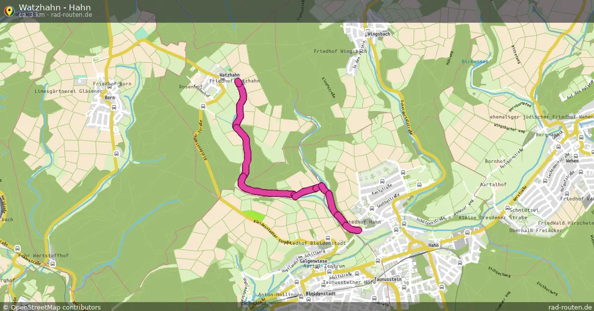 Watzhahn - Hahn – Fernradroute auf Rad-Routen.de