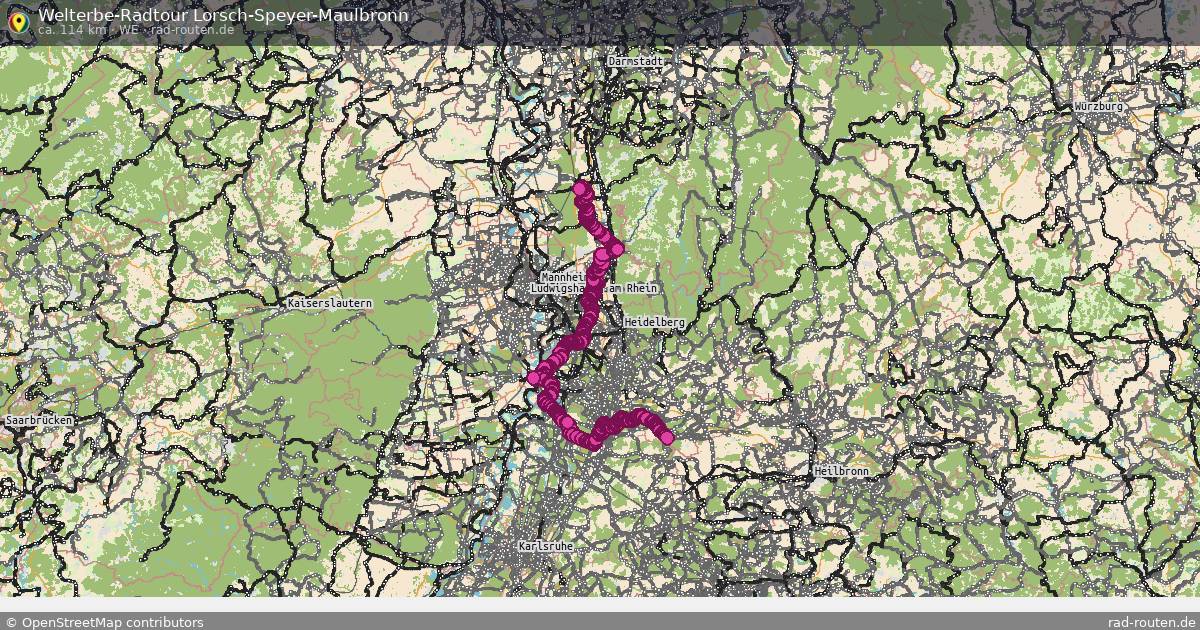 Welterbe-Radtour Lorsch-Speyer-Maulbronn (We) – Fernradroute auf Rad-Routen.de