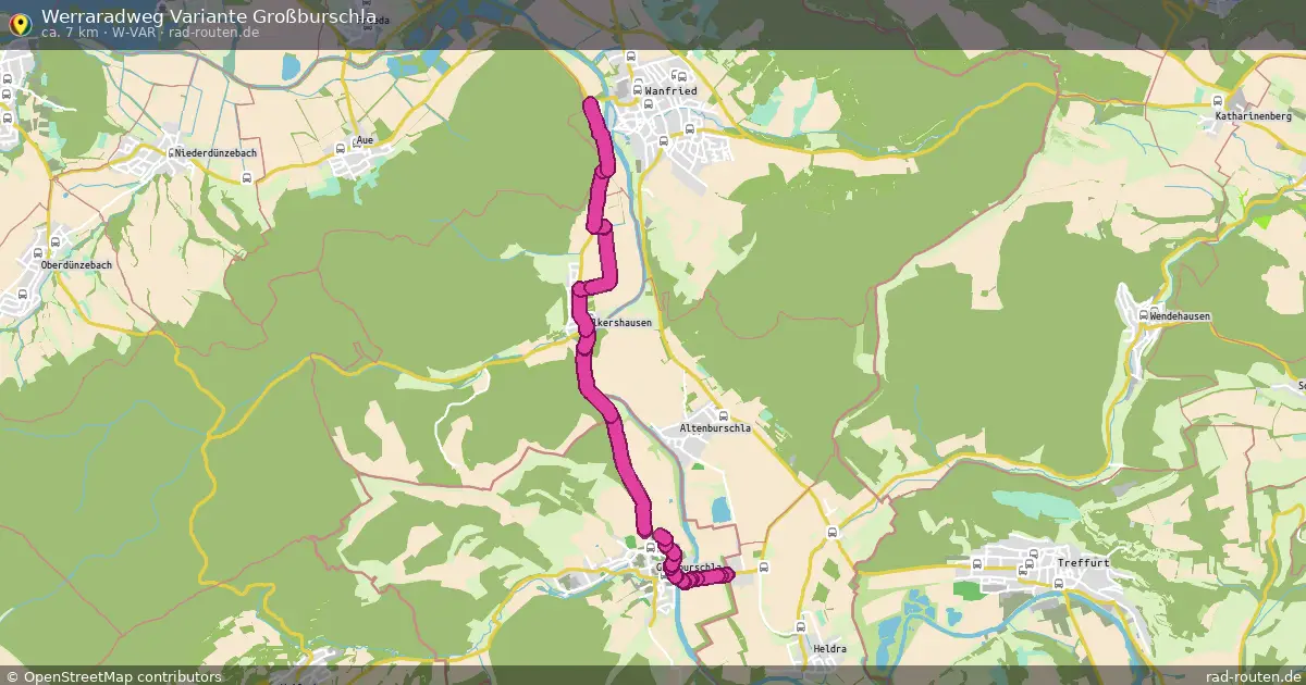 Werraradweg Variante Großburschla (W-Var) – Fernradroute auf Rad-Routen.de