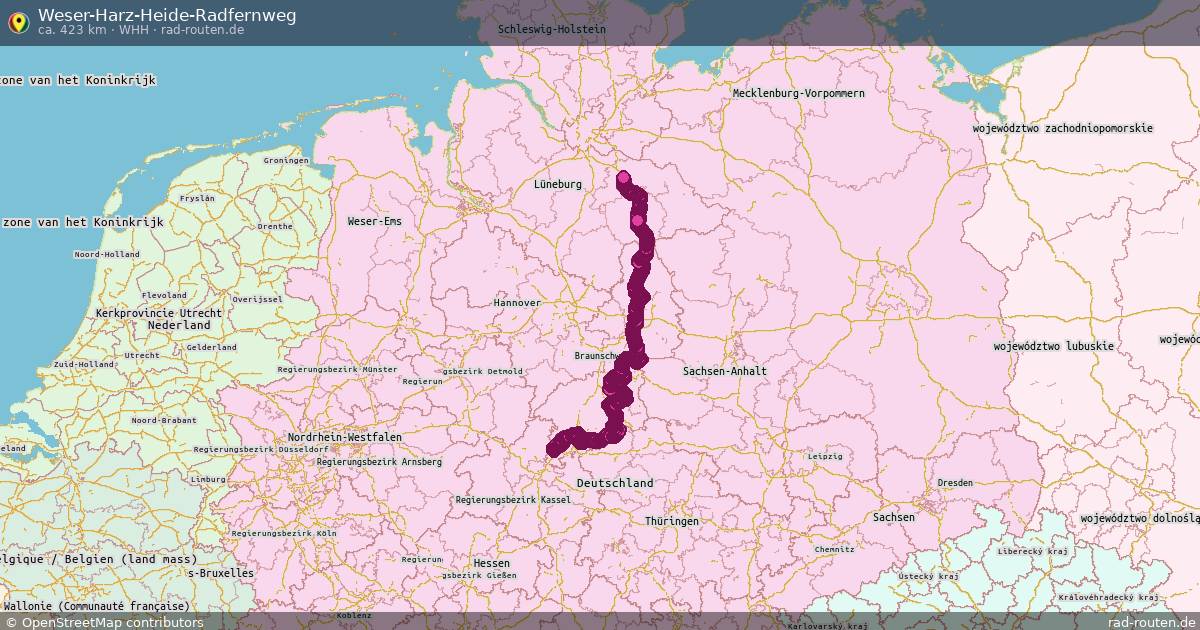Weser-Harz-Heide-Radfernweg (WHH) – Fernradroute auf Rad-Routen.de