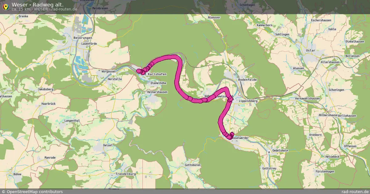 Weser - Radweg alt. (Weser) – Fernradroute auf Rad-Routen.de