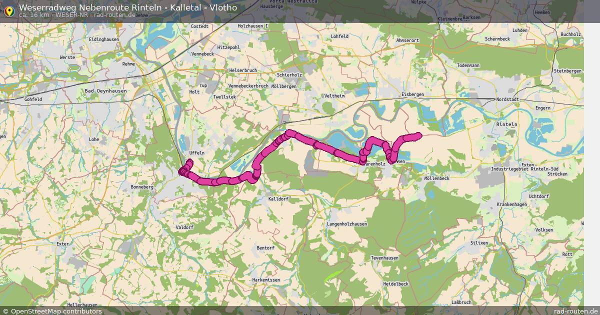 Weserradweg Nebenroute Rinteln - Kalletal - Vlotho (Weser-NR) – Fernradroute auf Rad-Routen.de