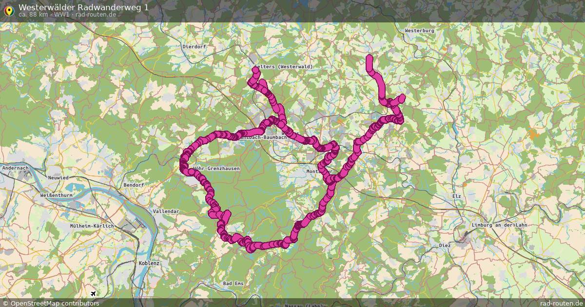 Westerwälder Radwanderweg 1 (WW1) – Fernradroute auf Rad-Routen.de