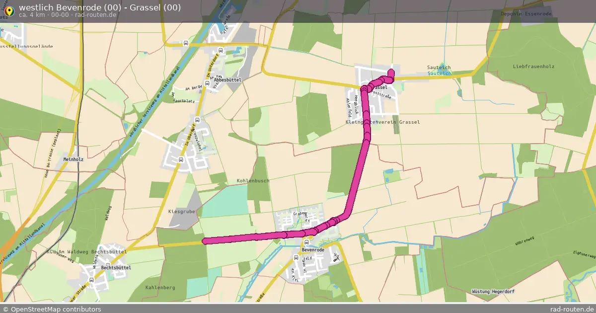 westlich Bevenrode (00) - Grassel (00) (00-00) – Fernradroute auf Rad-Routen.de