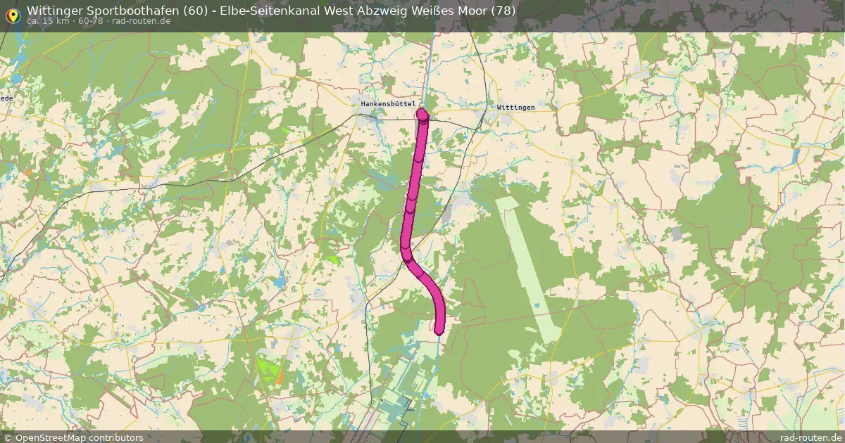Wittinger Sportboothafen (60) - Elbe-Seitenkanal West Abzweig Weißes Moor (78)