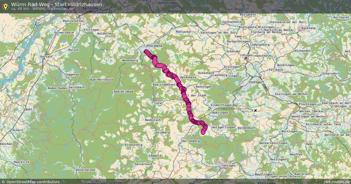 Würm.Rad.Weg - Start Hildrizhausen (WRWHI) – Fernradroute auf Rad-Routen.de