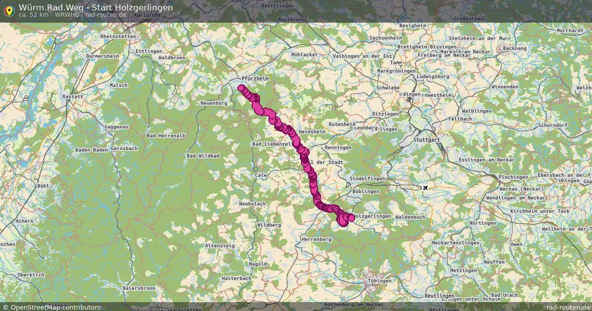 Würm.Rad.Weg - Start Holzgerlingen (WRWHO) – Fernradroute auf Rad-Routen.de
