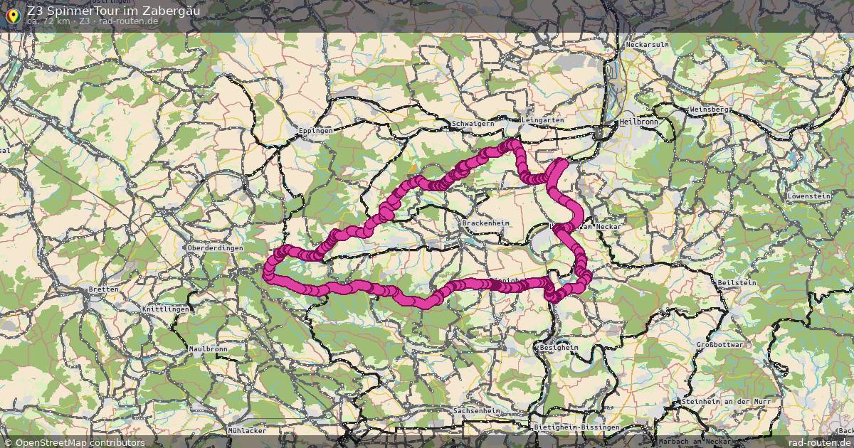 Z3 SpinnerTour im Zabergäu (Z3) – Fernradroute auf Rad-Routen.de